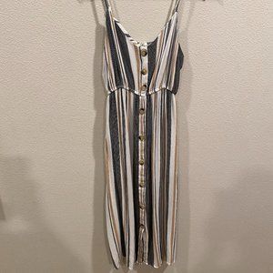 Hint of Blush Long Midi Summer Striped Multi Colored Dress Womens Small